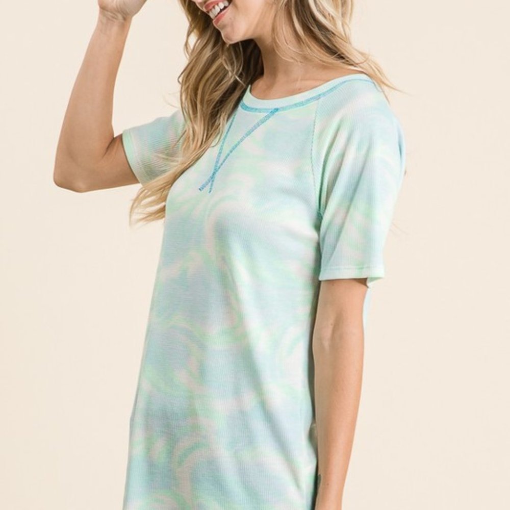 Waffle Knit Tie Die Tee NWT - Picture 3 of 5